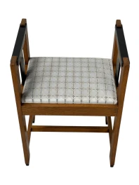 1920s Art Deco Modernist Stool by Jan Brunott, Oak & Velvet